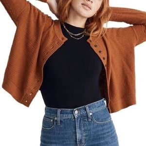 Madewell Brampton Crop Cardigan in Warm Coffee